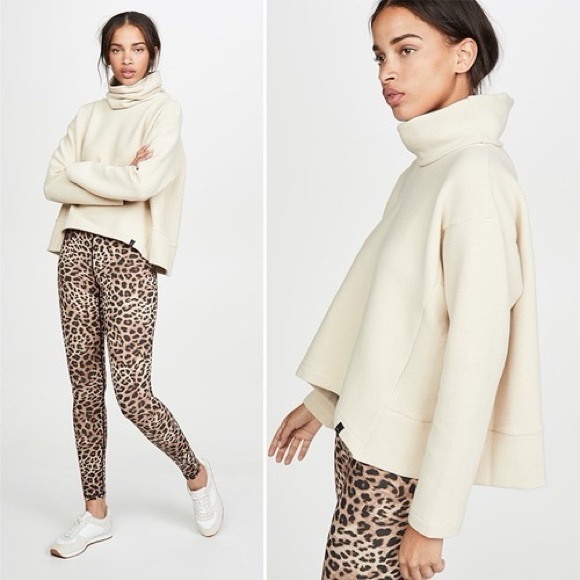 Varley Colina Funnel-Neck Sweatshirt Oversized Crop Boxy Turtleneck Small Ivory - Picture 2 of 8